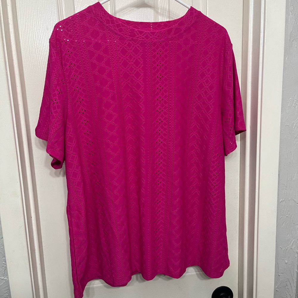 Pink/Magenta Eyelet Tee